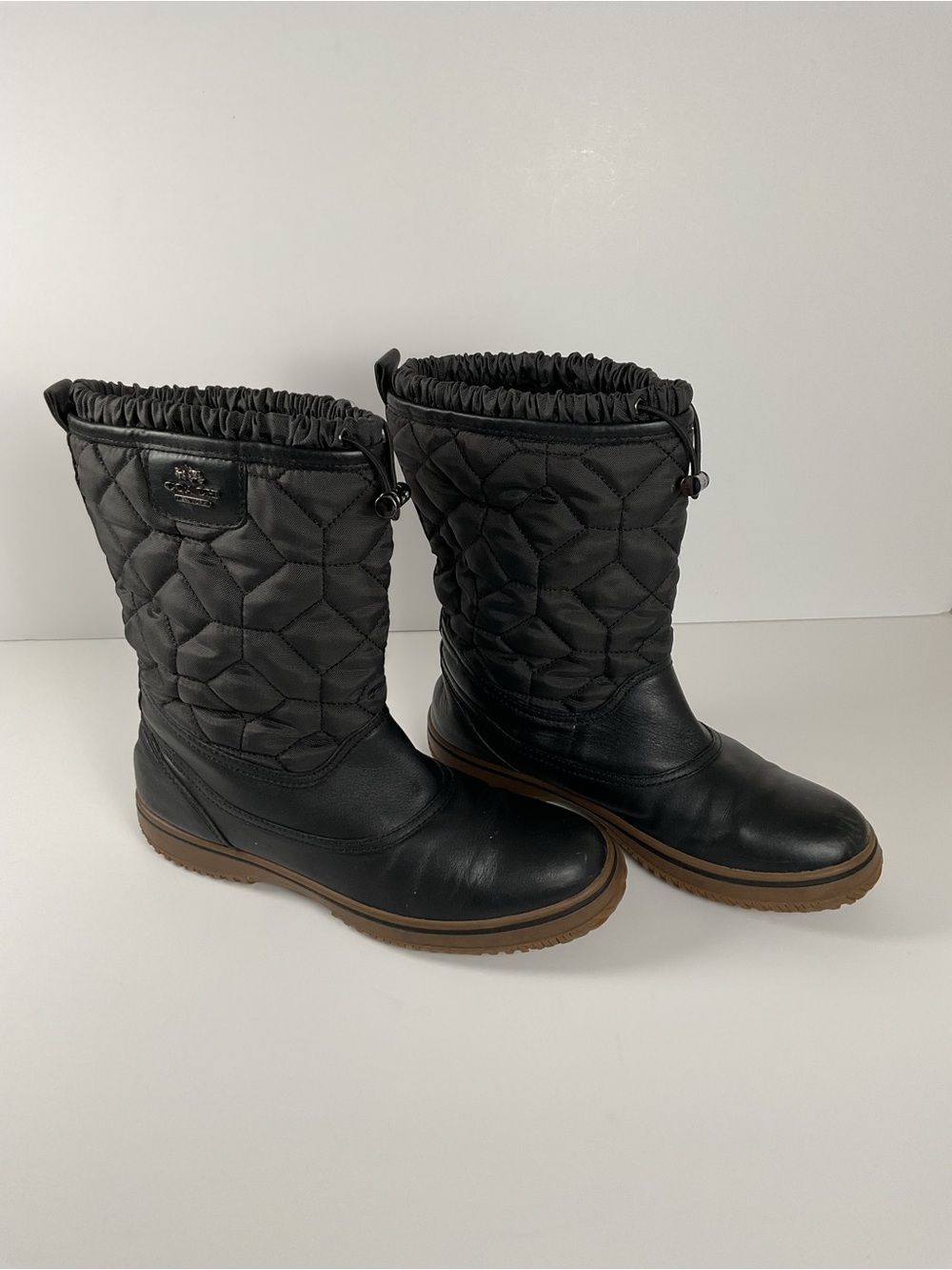 Coach Sparrow Quilted Winter Boots Black Size 8.5 - Picture 2 of 11